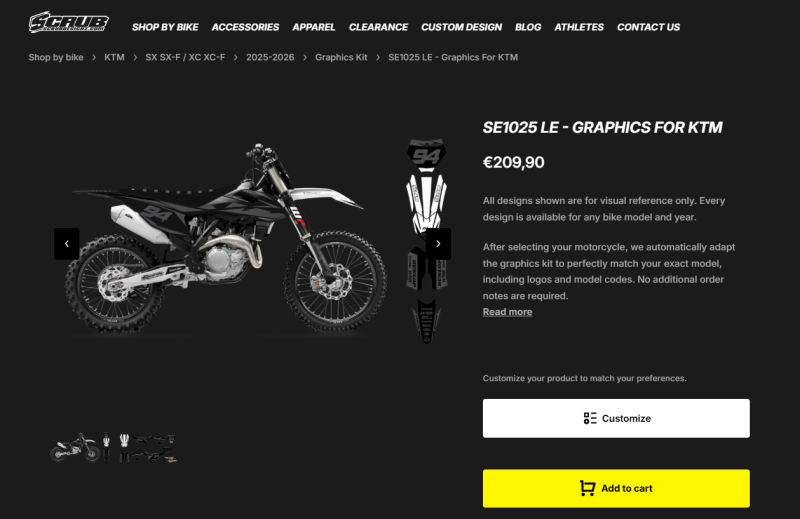 Výber motocross grafiky pred zvolením BLOOM povrchu